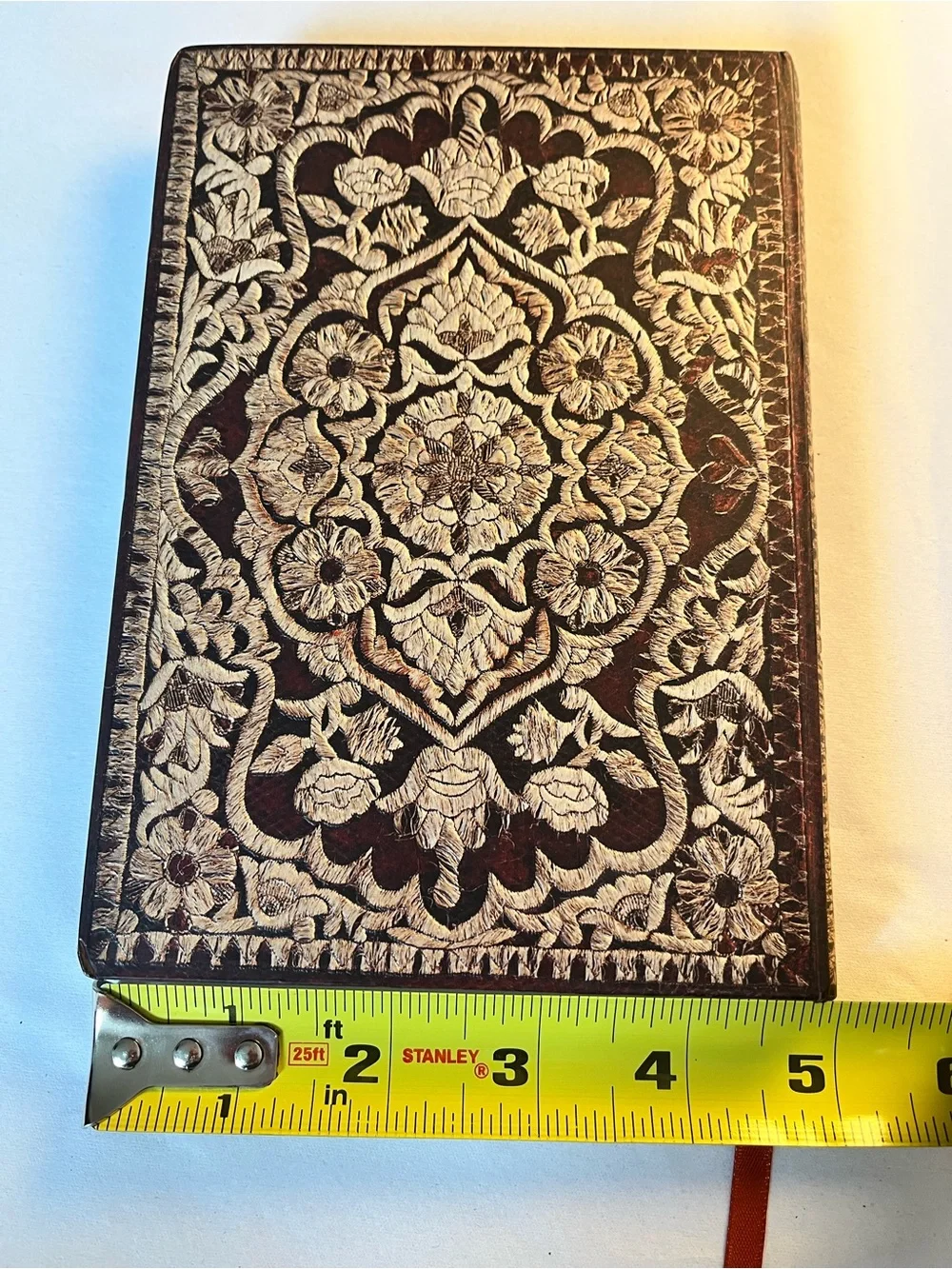 New Embossed Brown paper Journal with Cream Floral Design - Home Office Notebook